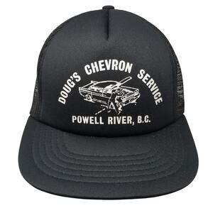 Doug's Chevron Service Powell River, B.C. Snapback Trucker Hat Black OS Canada